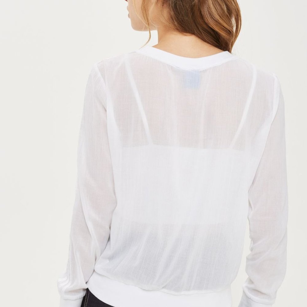 Adidas Sheer White Crewneck Sweatshirt - Picture 4 of 8